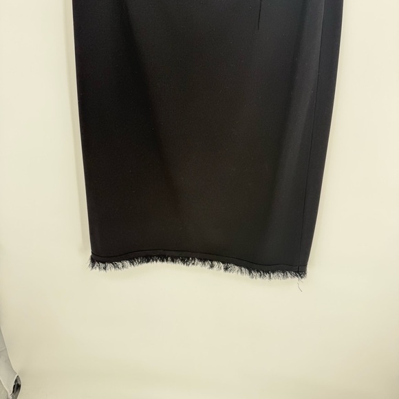 Misook Skirt Womens Size M Black Knit Pull On Midi Business Career Fringe Hem - Picture 3 of 7